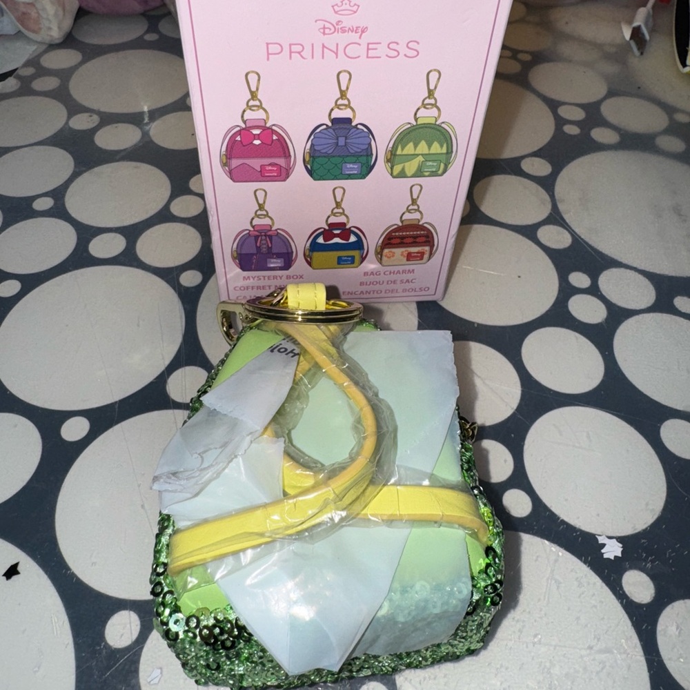 Loungefly Disney Princess and the Frog Green Sequin Bag Charm Keychain - Picture 4 of 4